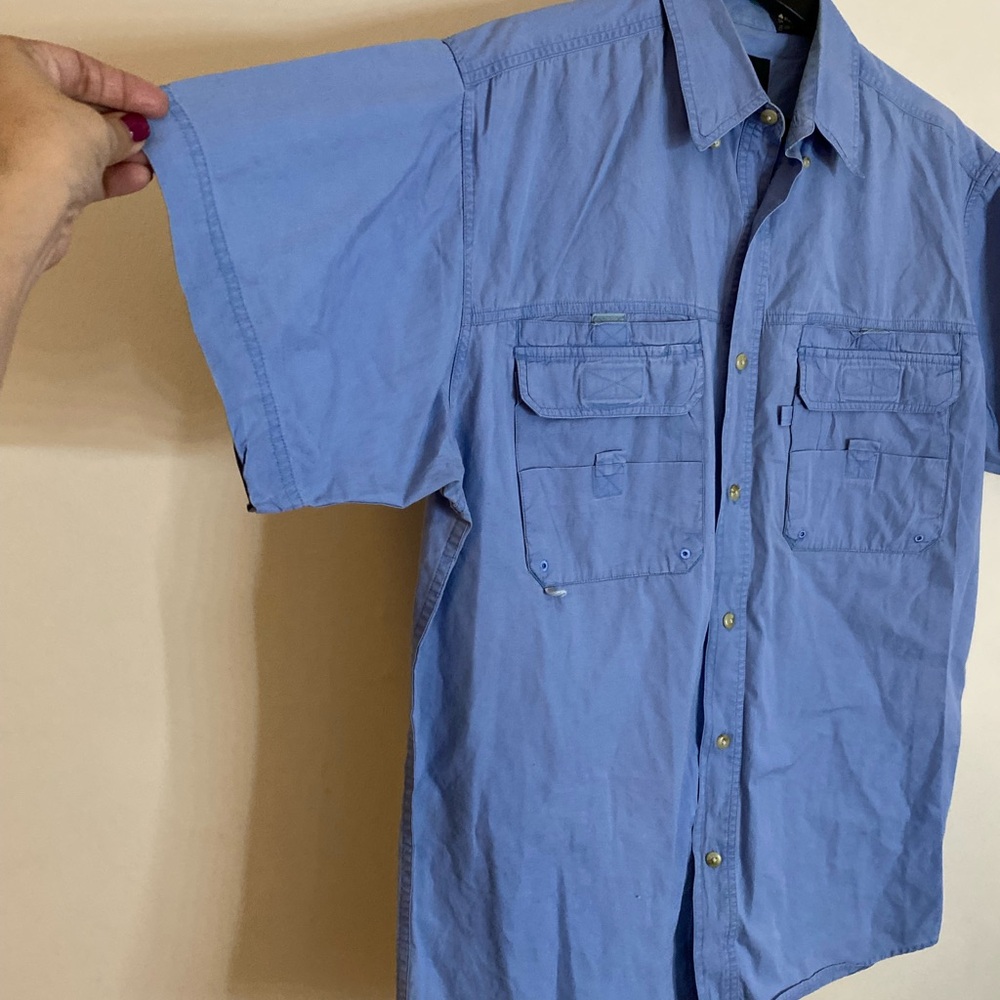 RedHead Men's Outdoor Cotton Short-Sleeve Button-Down Shirt - Blue size Large - Picture 2 of 8